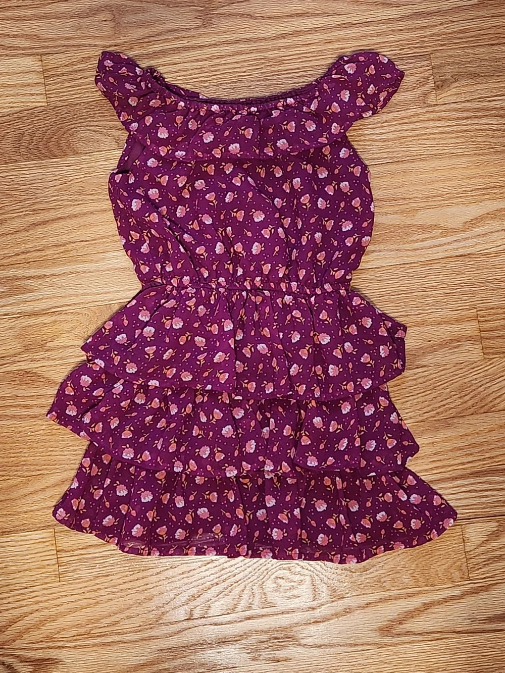 The Children's Place Purple Floral Ruffle Tiered Dress